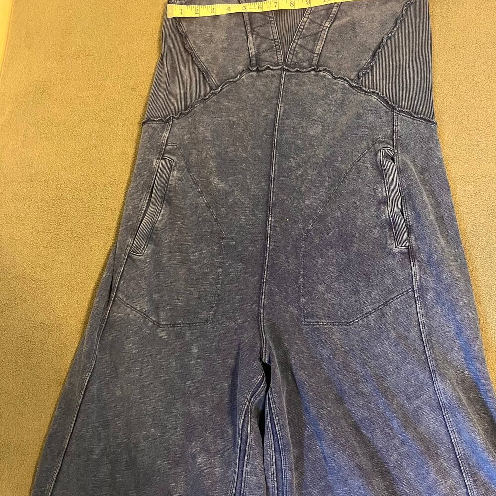 Daily Practice Anthropologie Palmra Jumpsuit Sz Medium Blue Wide Leg Boho Indie - Picture 9 of 12